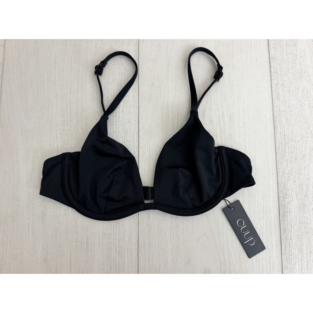 NWT Cuup "The Plunge" Underwire Bikini Top Sz 6 Black